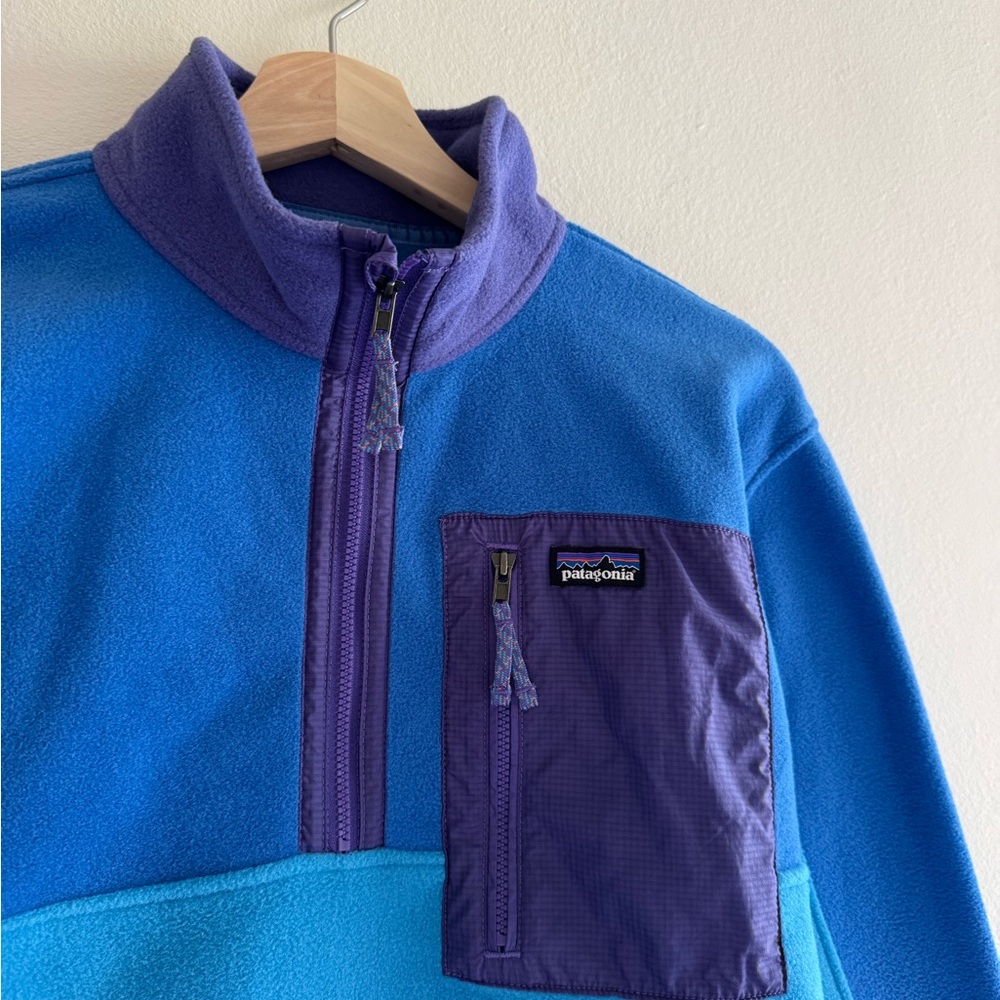 NWOT Patagonia Microdini 1/2 zip fleece pullover blue purple large - Picture 2 of 6